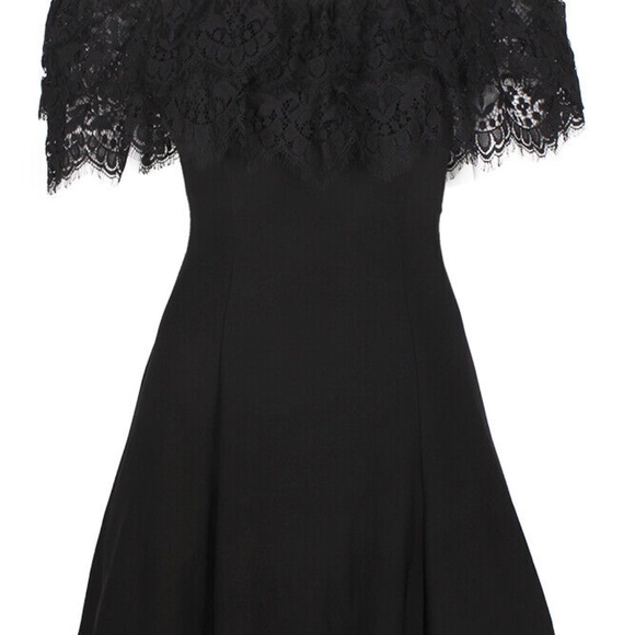 Betsy & Adam Gorgeous Black Off The Shoulder Fit & Flare Lace Trim Dress Size 8 - Picture 5 of 12